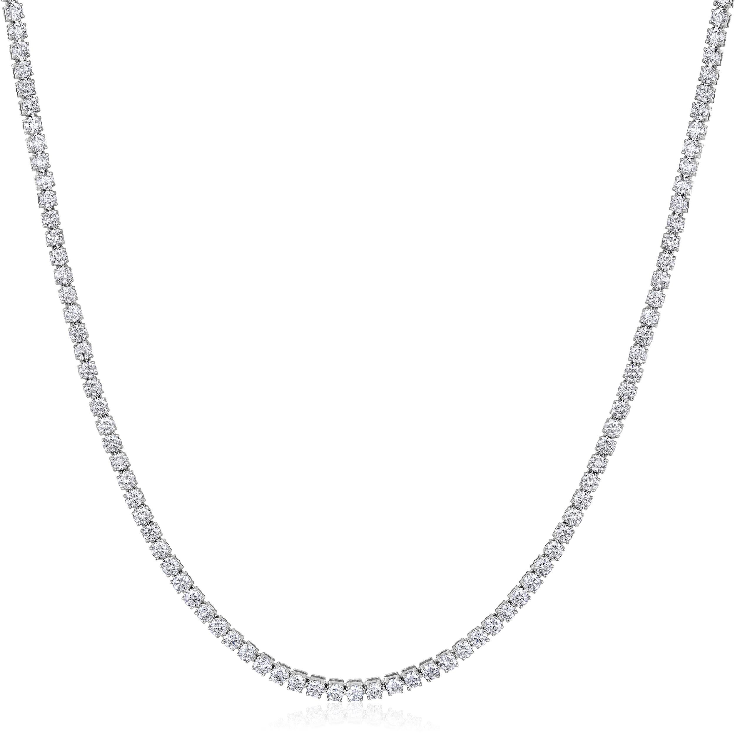 Crafted in 11.9 grams of 14K White Gold, the necklace contains 160 stones of Round Natural Diamonds with a total of 6.91 carat in G-H color and SI clarity. The necklace length is 18 inches.

CONTEMPORARY AND TIMELESS ESSENCE: Crafted in