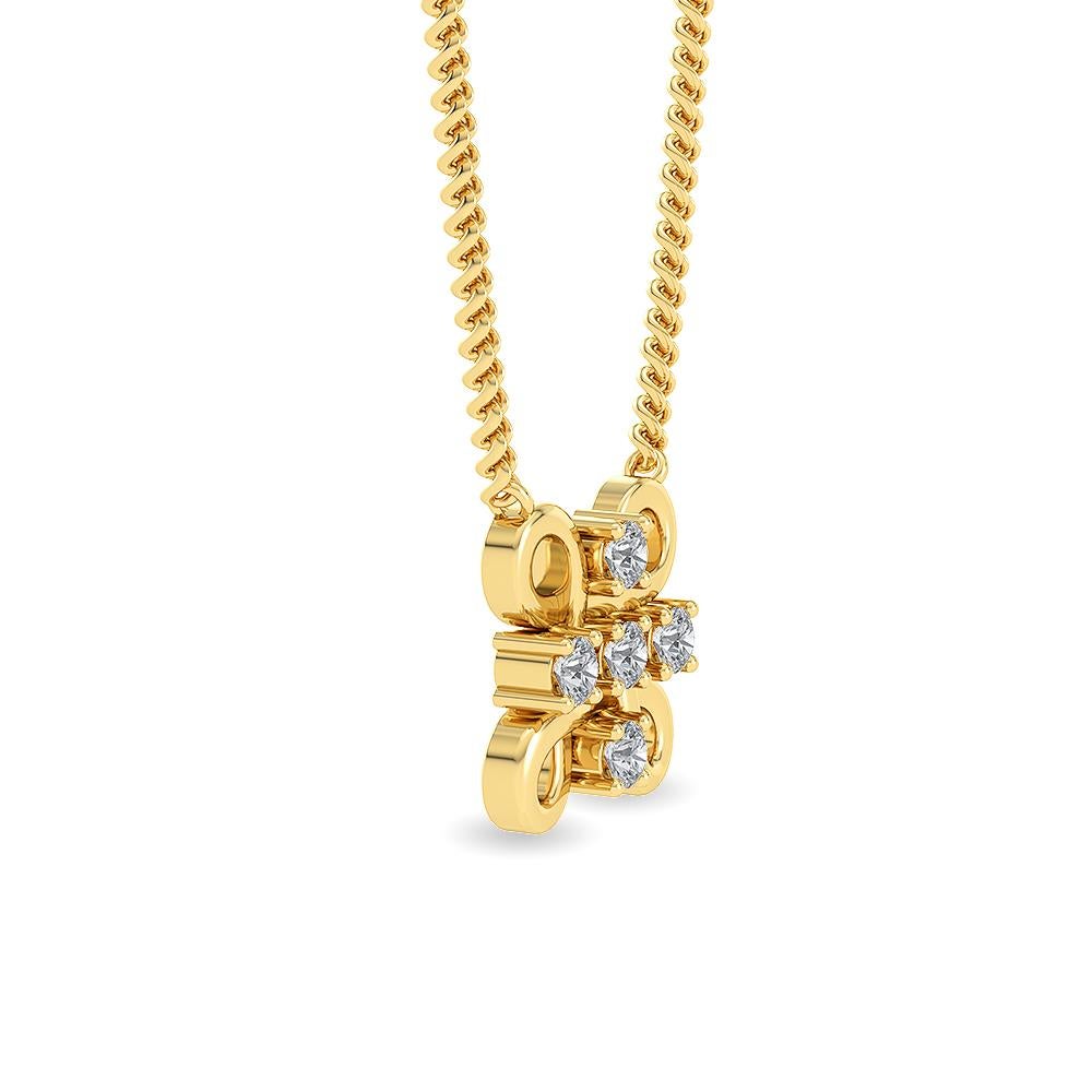 14k Gold Natural Diamond Designer Hash Plus H Yellow Pendant Necklace In New Condition For Sale In Los Angeles, CA