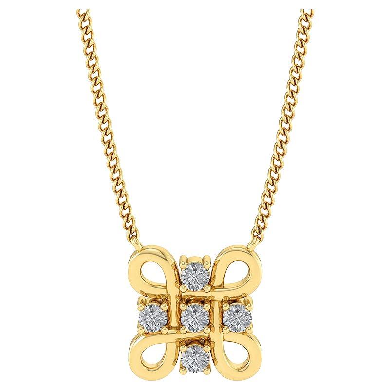 14k Gold Natural Diamond Designer Hash Plus H Yellow Pendant Necklace For Sale