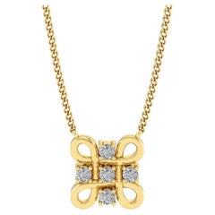 GLEAMIRE Collier pendentif jaune Hash Plus H en or 14 carats et diamants naturels