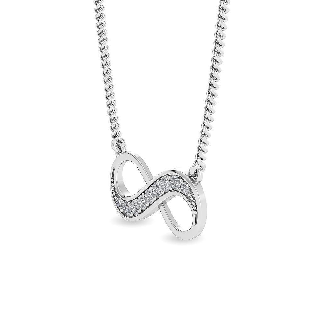 Contemporary Gleamire 14k Gold Natural Diamond Designer Infinity White Pendant Necklace For Sale