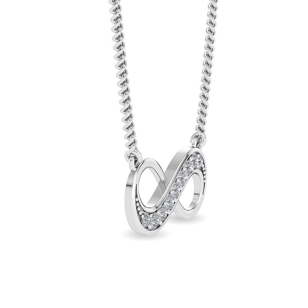 Gleamire 14k Gold Natural Diamond Designer Infinity White Pendant Necklace In New Condition For Sale In Los Angeles, CA