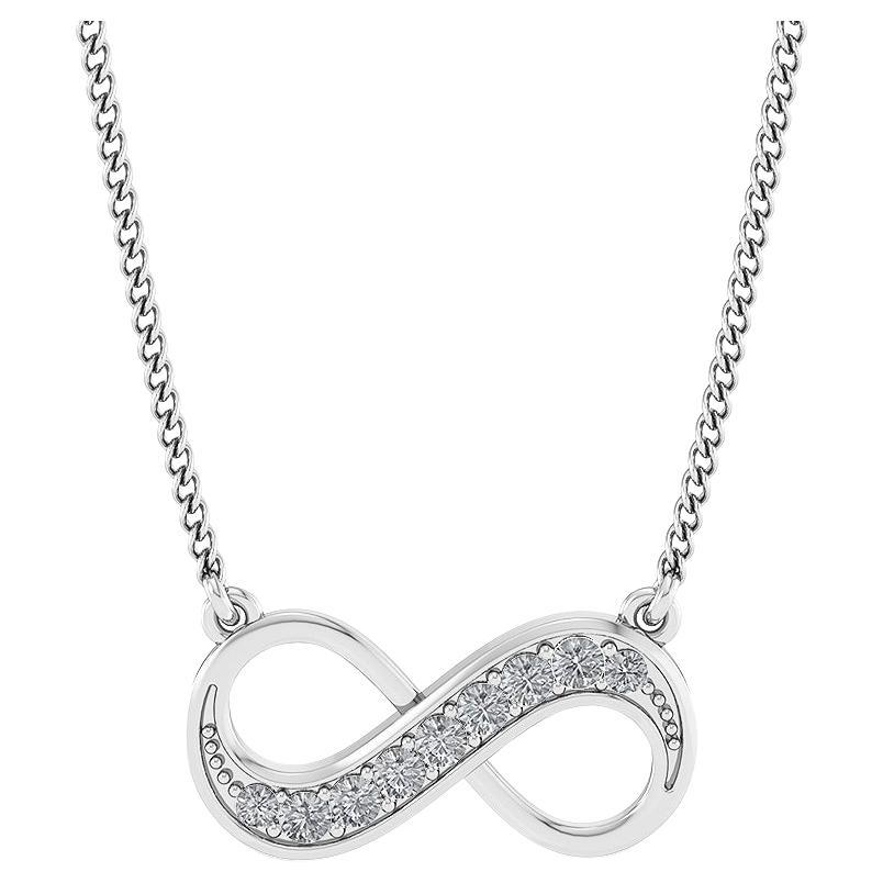 Gleamire 14k Gold Natural Diamond Designer Infinity White Pendant Necklace For Sale