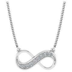 Gleamire 14k Gold Natural Diamond Designer Infinity White Pendant Necklace