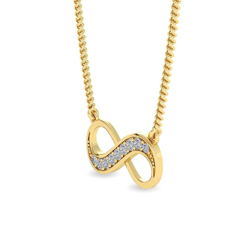 Crafted in 2.66 grams of 14-karat Yellow Gold, contains 9 Stones of Round Diamonds with a total of 0.12-Carats in Light Yellow Color and VS-SI Clarity. The Necklace is 18-inch in Length.

CONTEMPORARY AND TIMELESS ESSENCE: Crafted in