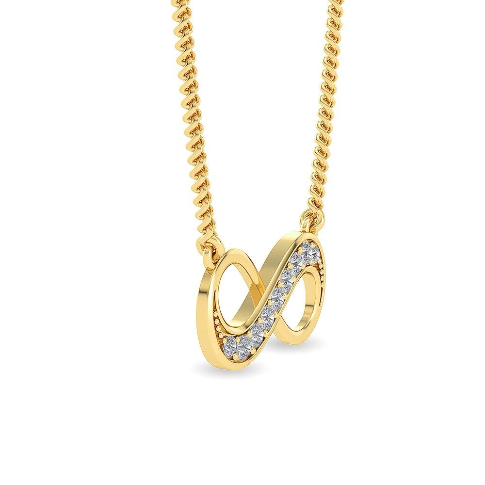 Contemporary Gleamire 14k Gold Natural Diamond Designer Infinity Yellow Pendant Necklace For Sale