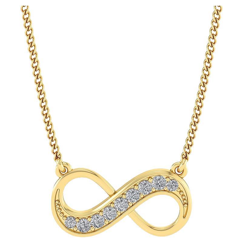 Gleamire 14k Gold Natural Diamond Designer Infinity Yellow Pendant Necklace For Sale