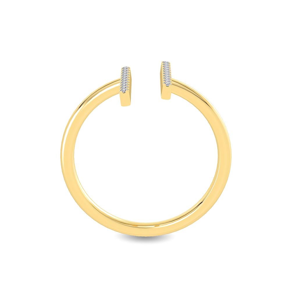 GLEAMIRE 14K Gold Natürlicher Diamant H-VS Designer Gelber Delicate 2-Linien-Dunkelring (Zeitgenössisch) im Angebot