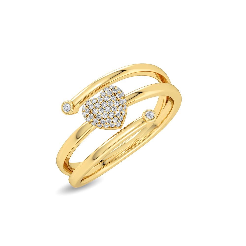 GLEAMIRE 14K Gold Natürlicher Diamant H-VS Designer Gelber Delicate 2-Linien-Dunkelring im Zustand „Neu“ im Angebot in Los Angeles, CA
