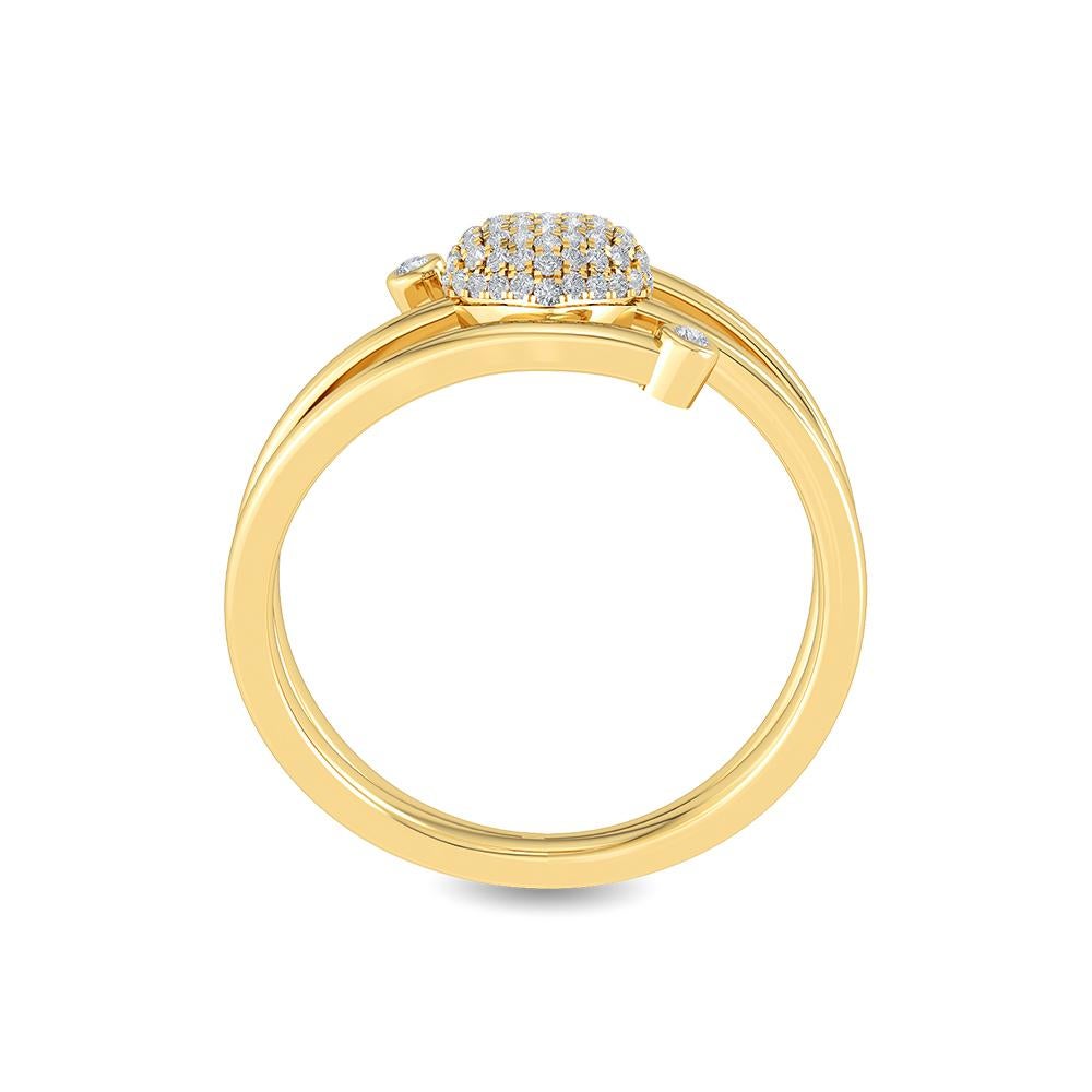 GLEAMIRE 14K Gold Natürlicher Diamant H-VS Designer Gelber Delicate 2-Linien-Dunkelring im Angebot 1