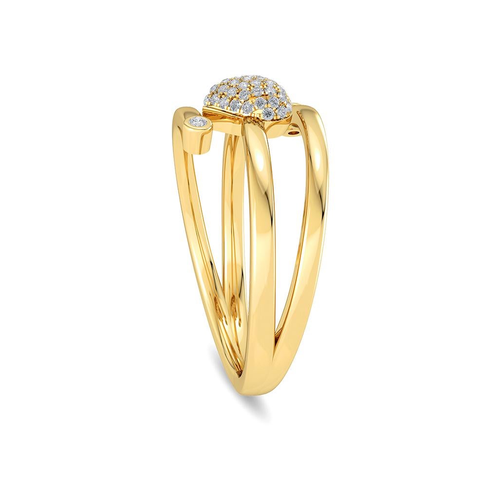 GLEAMIRE 14K Gold Natürlicher Diamant H-VS Designer Gelber Delicate 2-Linien-Dunkelring im Angebot 2