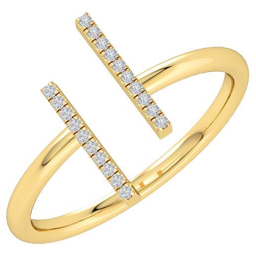 Gleamire 14k Gold Natural Diamond H-VS Designer Yellow Delicate 2 Line Thin Ring