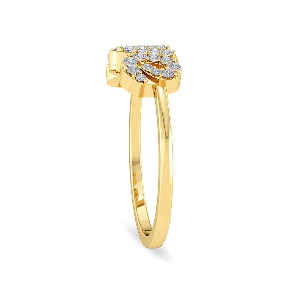 Brilliant Cut Gleamire 14k Gold Natural Diamond Vs Designer Love Written Alphabets Bold Ring For Sale