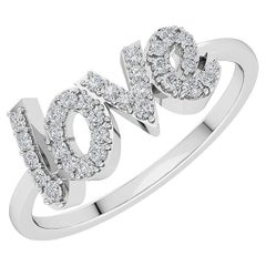 14k Gold Natural Diamond VS Designer Love Written Alphabets Bold Ring