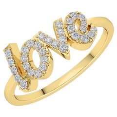 GLEAMIRE 14K Gold Natürlicher Diamant VS Designer Love geschriebene Alphabets Bold Ring