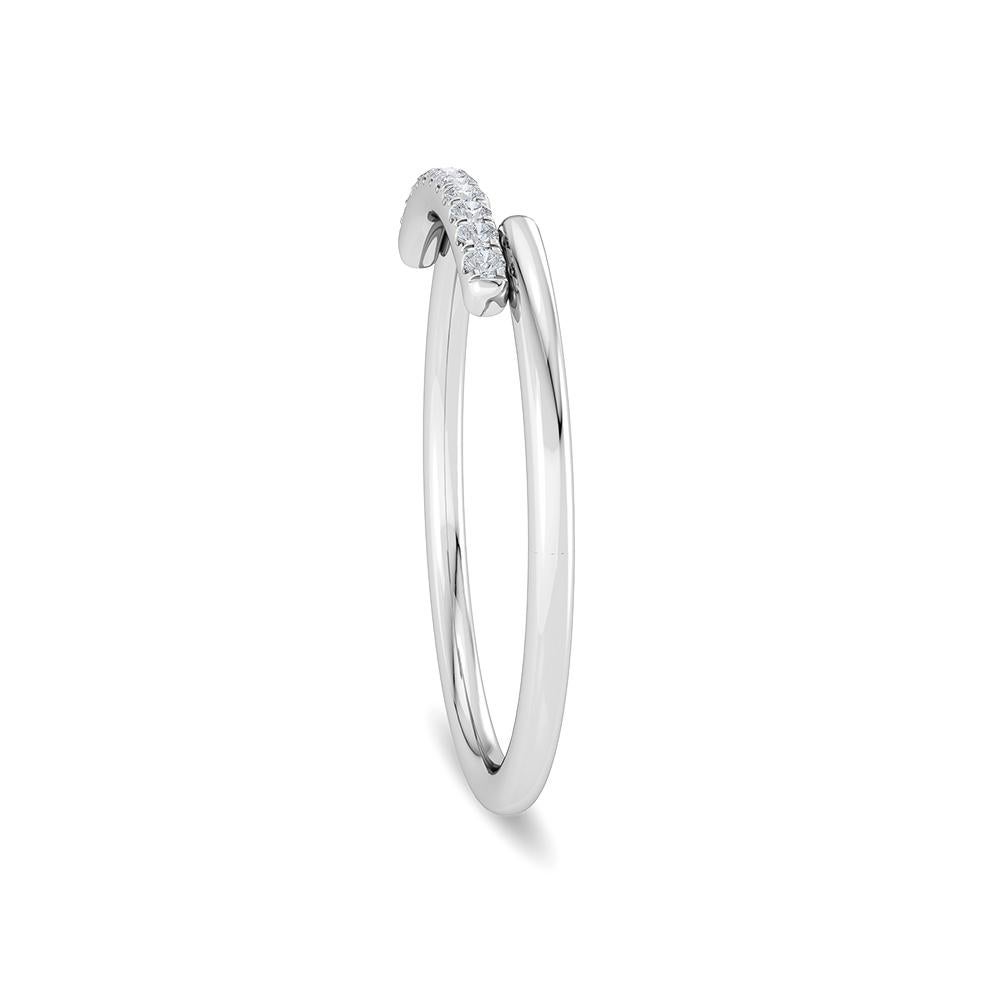 Contemporary Gleamire 14k Gold Natural Diamond VS Designer White Thin Delicate Ring For Sale