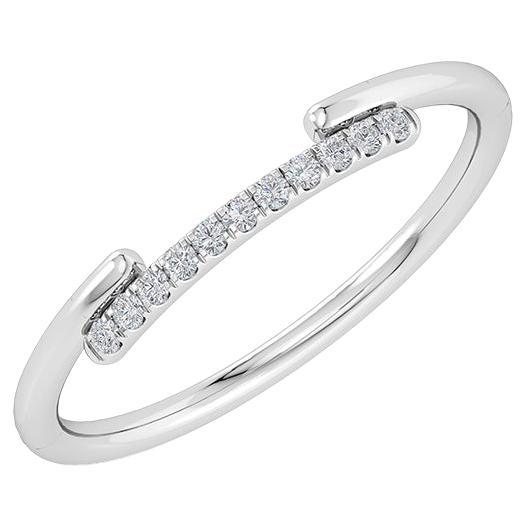 Gleamire 14k Gold Natural Diamond VS Designer White Thin Delicate Ring For Sale