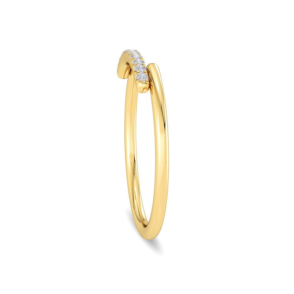 Contemporary GLEAMIRE 14k Gold Natural Diamond VS Designer Yellow Thin Delicate Ring For Sale