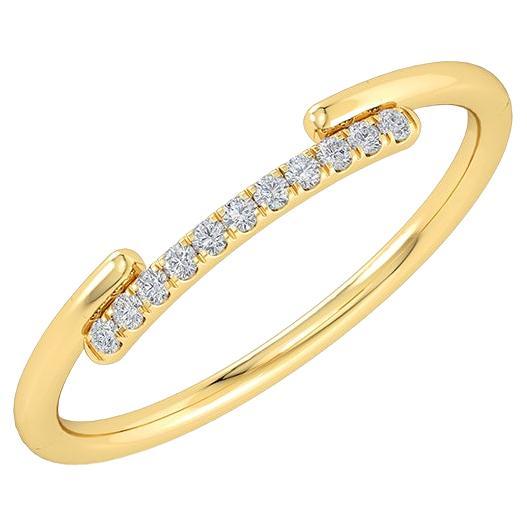 GLEAMIRE 14k Gold Natural Diamond VS Designer Yellow Thin Delicate Ring For Sale