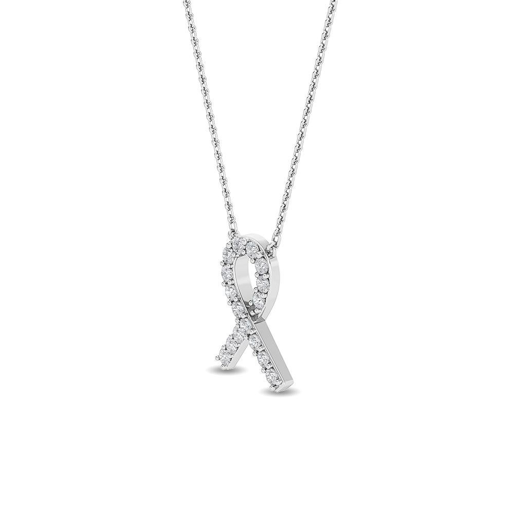 diamond cancer ribbon necklace