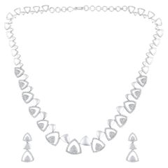 Designer 3.8ct Natural Diamond G-VS 14K Gold Queen Wedding Necklace Earring Set