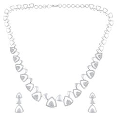 Collier et boucles d'oreilles en or 14 carats avec diamant naturel de 3,8 carats G-VS