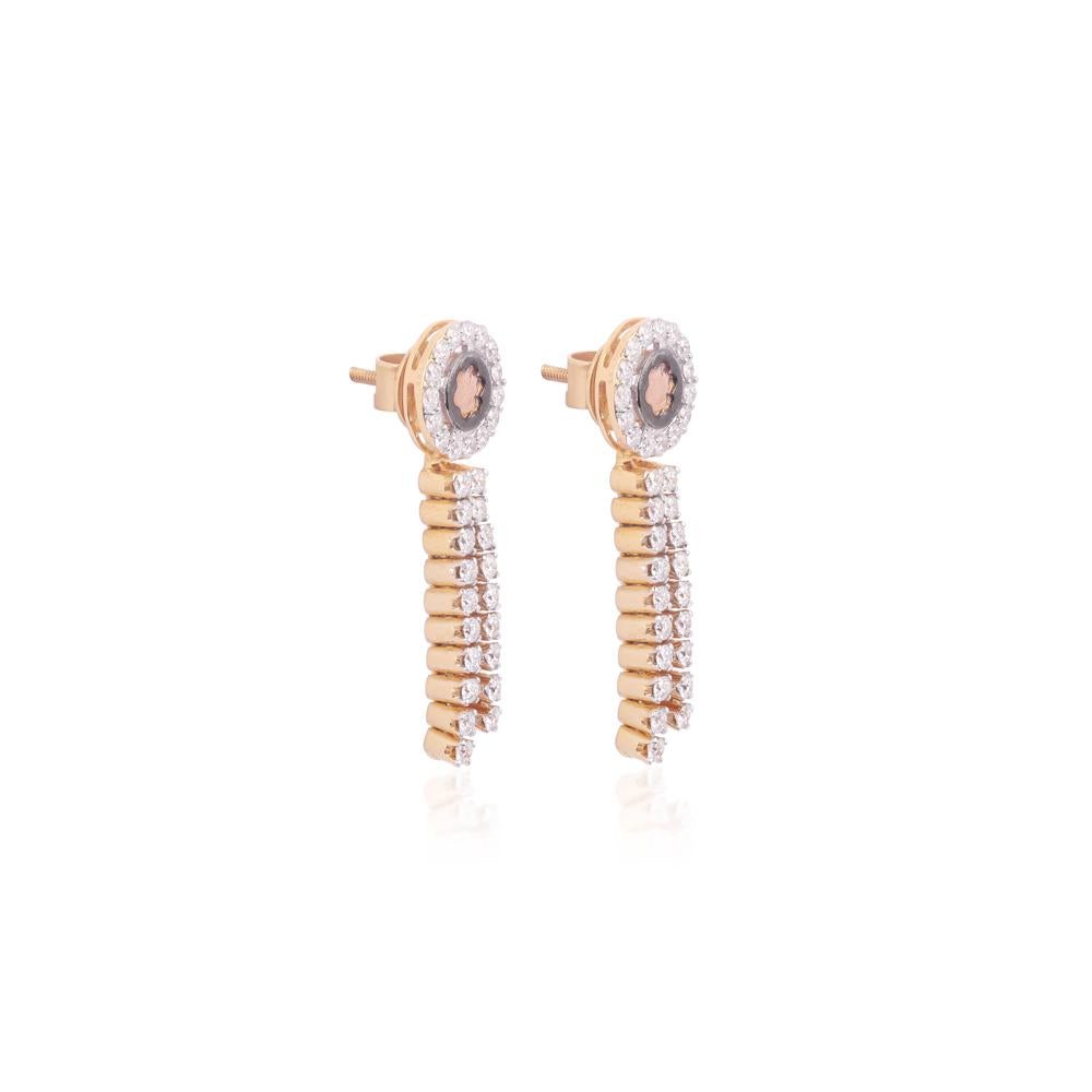 Contemporary IGI Certified 18K Gold ≈2ct Natural Diamond F-VVS Designer Dangle Drop Earrings For Sale