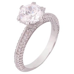 GLEAMIRE Anneau de mariage en or 18 carats 0,3 ct de diamant naturel avec 1,5 ct de CZ solitaire rond