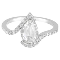 Vintage GLEAMIRE 18K Gold 1.4ct Lab Created Diamond D-VVS Rose-Cut Pear Twist Ring