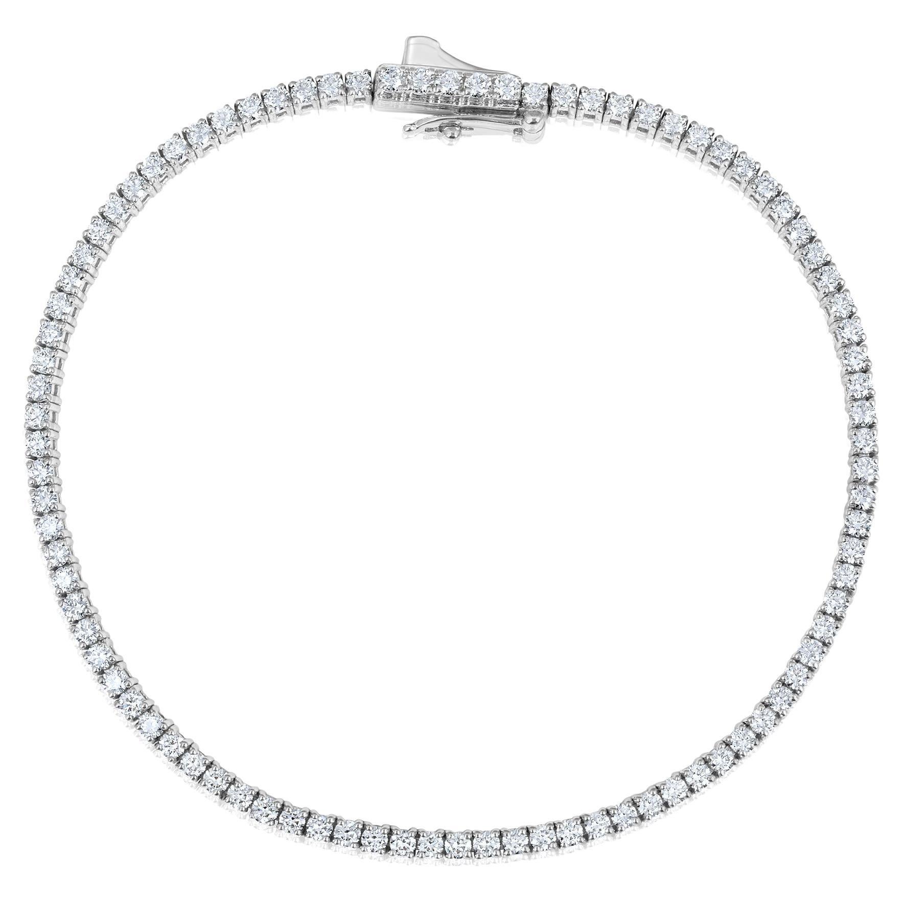 GSI Certified 14K Gold 2.1ct Natural Diamond F-VVS Wedding Tennis Bracelet
