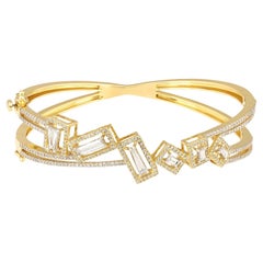 GLEAMIRE Bracelet en or 14K avec baguette de diamant naturel de 2ct F-VVS