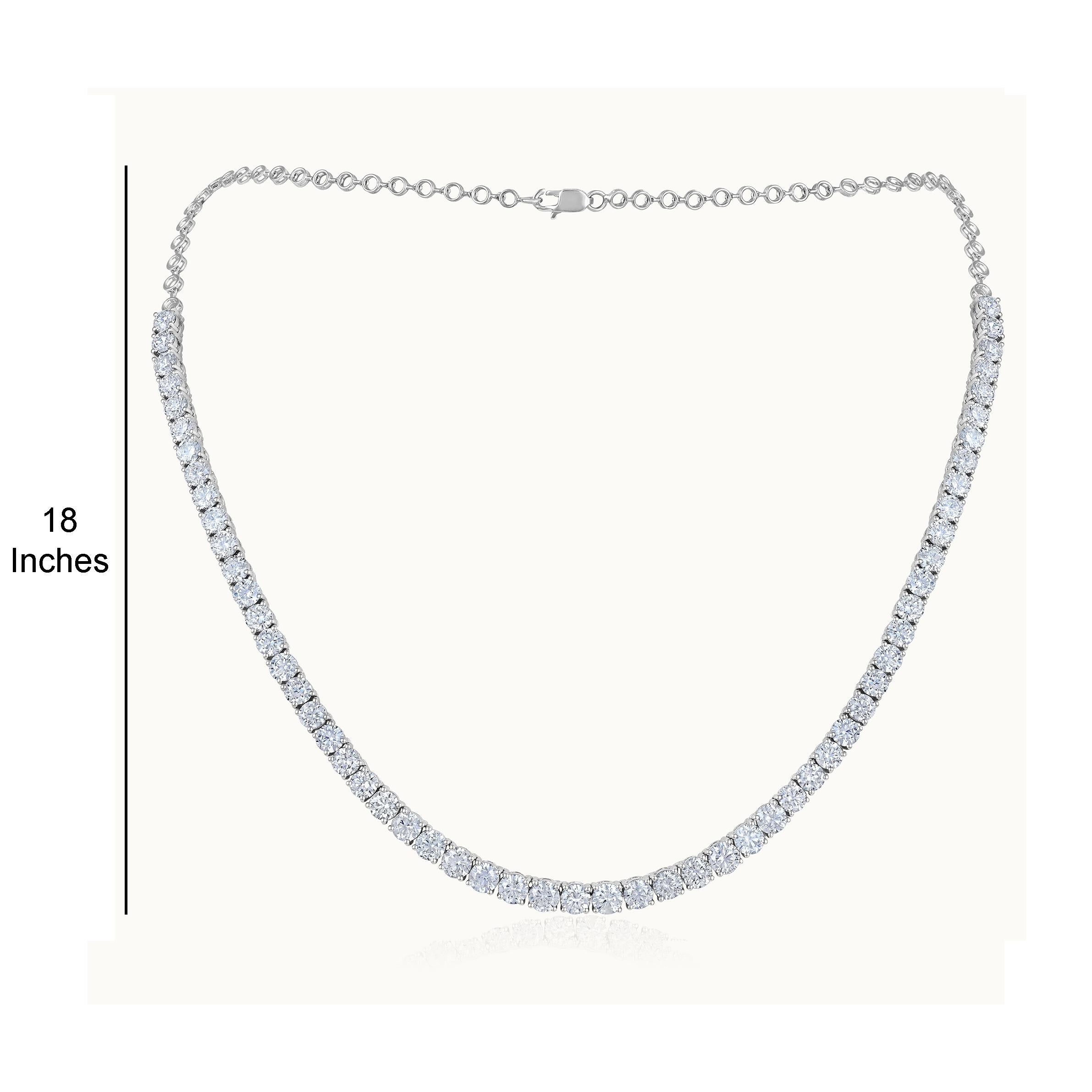 GSI-zertifizierte 20ct 4.3 mm natürliche Diamant 14K Gold Hochzeits-Halskette (Zeitgenössisch) im Angebot