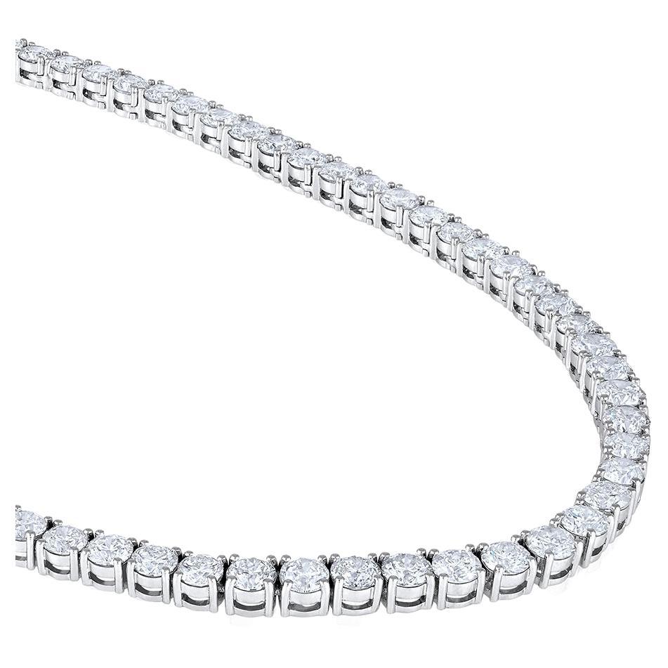 GSI Certified 20ct 4.3mm Natural Diamond 14K Gold Wedding Round Tennis Necklace