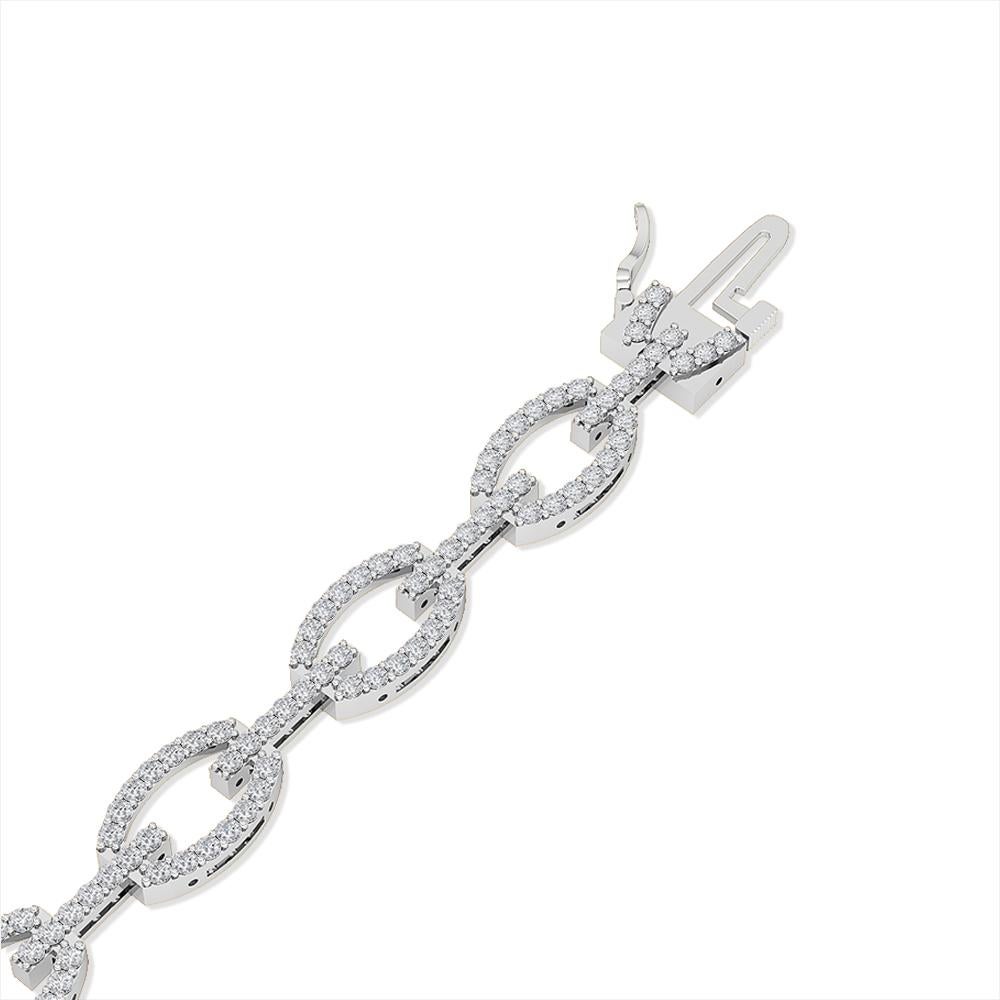 Contemporary Gleamire 2.25cts Certified Natural Diamonds 14k White Gold Link Bracelet For Sale