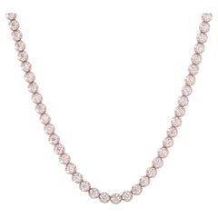 GSI Certified 18K Rose Gold 3.7ct Natural Diamond F-VVS Wedding Tennis Necklace