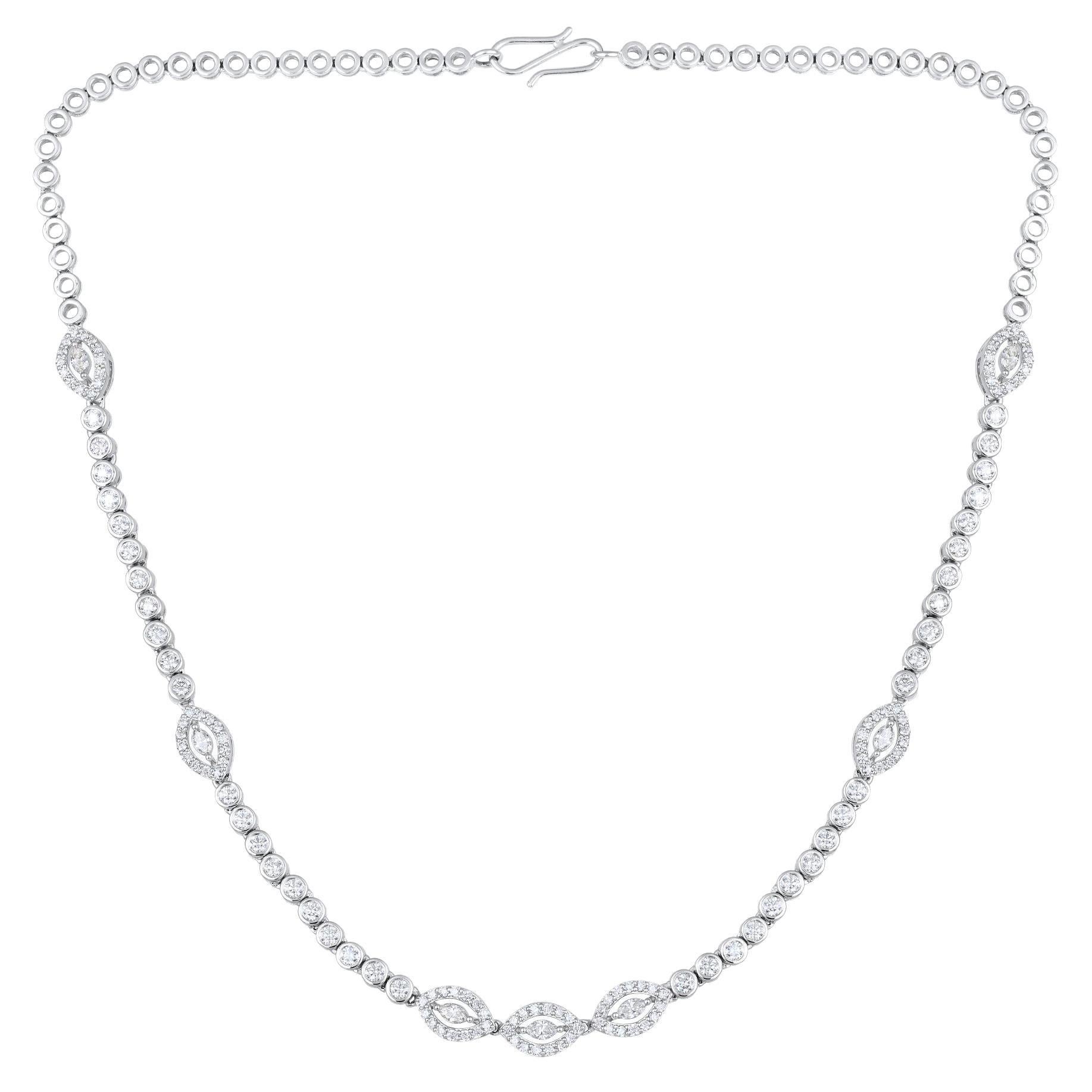 Designer 4.8ct Natural Diamond Marquise 10K Gold Queen Wedding Tennis Necklace For Sale