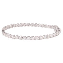 GSI Certified 18K Gold 5ct Natural Diamond F-VVS Round Wedding Tennis Bracelet