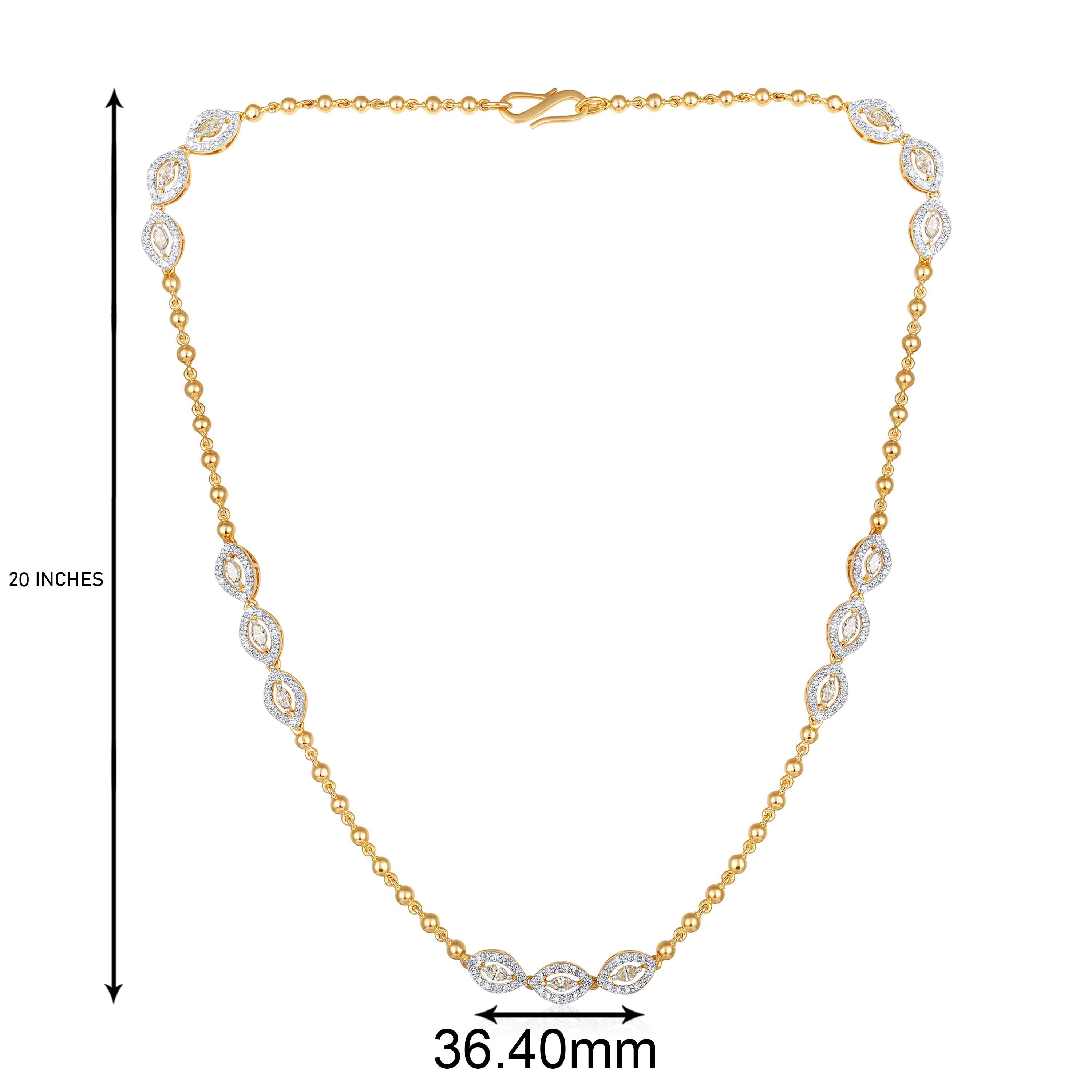 Contemporain Designer 5.1ct Natural Diamond Marquise 10K Gold Queen Wedding Tennis Necklace en vente