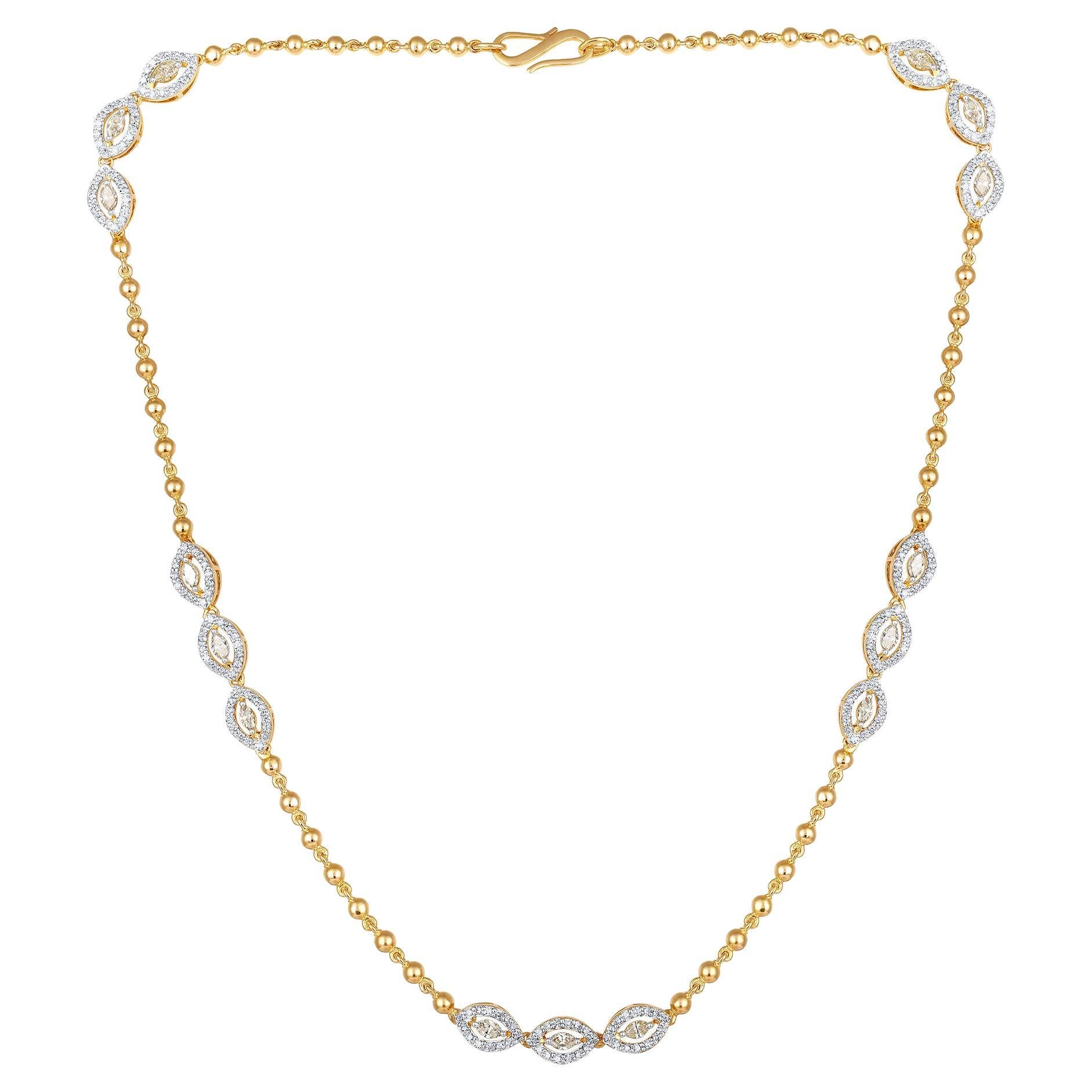 Designer 5.1ct Natural Diamond Marquise 10K Gold Queen Wedding Tennis Necklace en vente