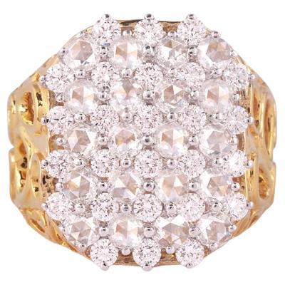 IGI Certified 18K Gold 5.6ct Natural Diamond Rose-Cut F-VVS Designer Bold Ring For Sale