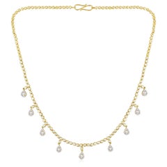 Designerinnen-Halskette mit 2,5 Karat natürlichen Diamanten in Birnenform aus 10 Karat Gold