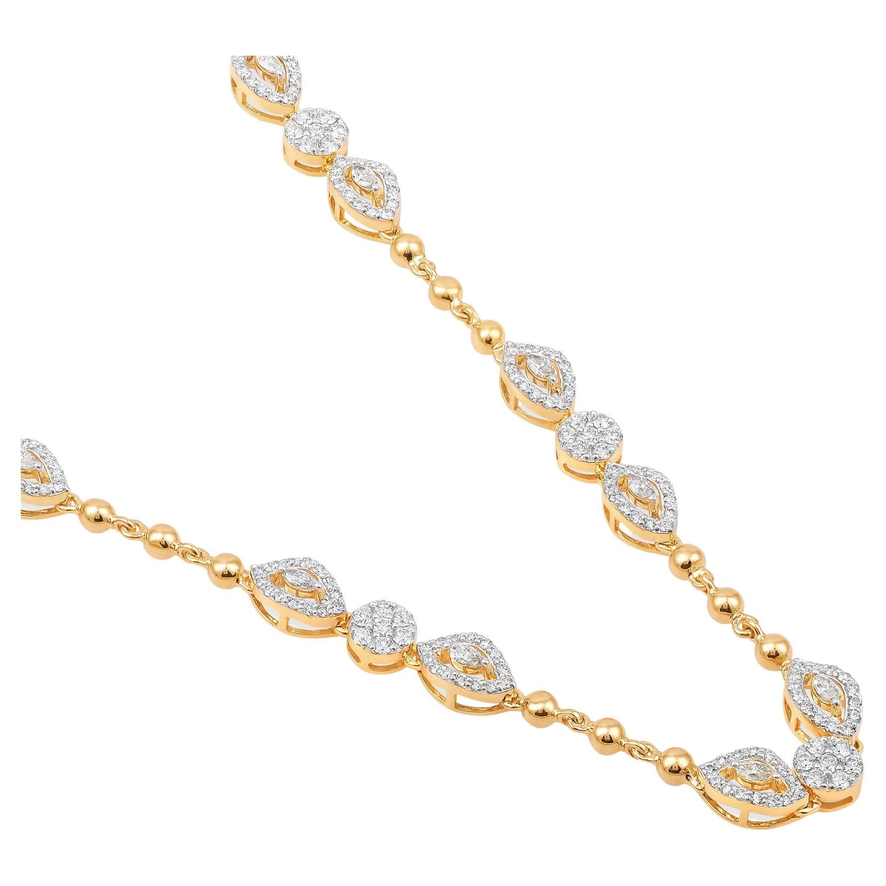 Designer 6.1ct Natural Diamond Marquise 10K Gold Queen Wedding Tennis Necklace