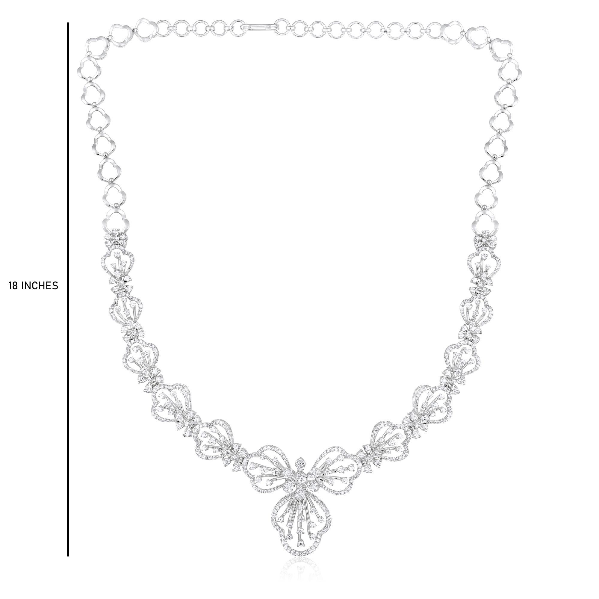 Brilliant Cut Designer 6.3ct Natural Diamond F-VS 14K Gold Queen Wedding Necklace Earring Set For Sale