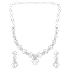 Designer 6.3ct Natural Diamond F-VS 14K Gold Queen Wedding Necklace Earring Set