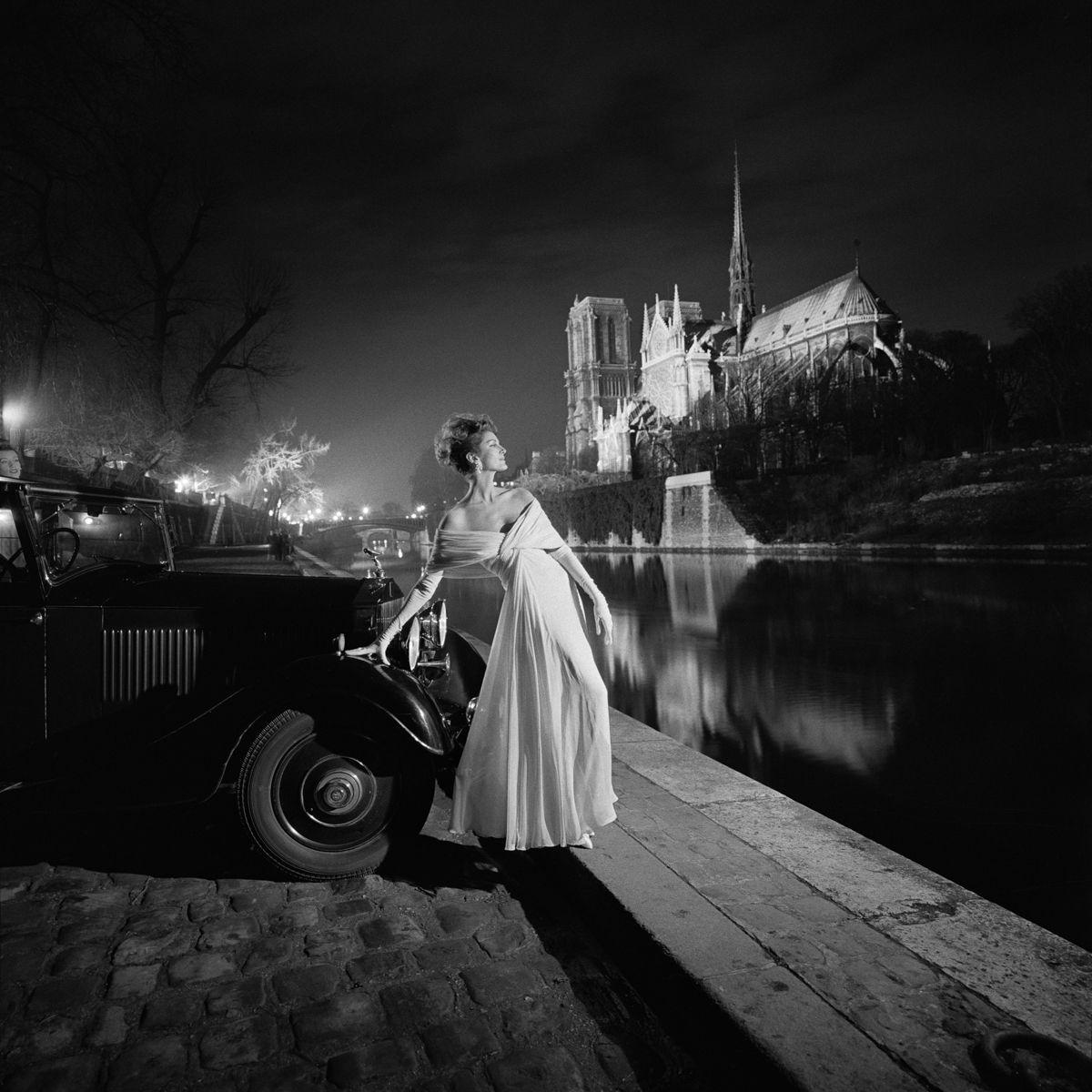 Gleb Derujinsky Figurative Photograph - Carmen and the Cathedral, Notre Dame, Paris