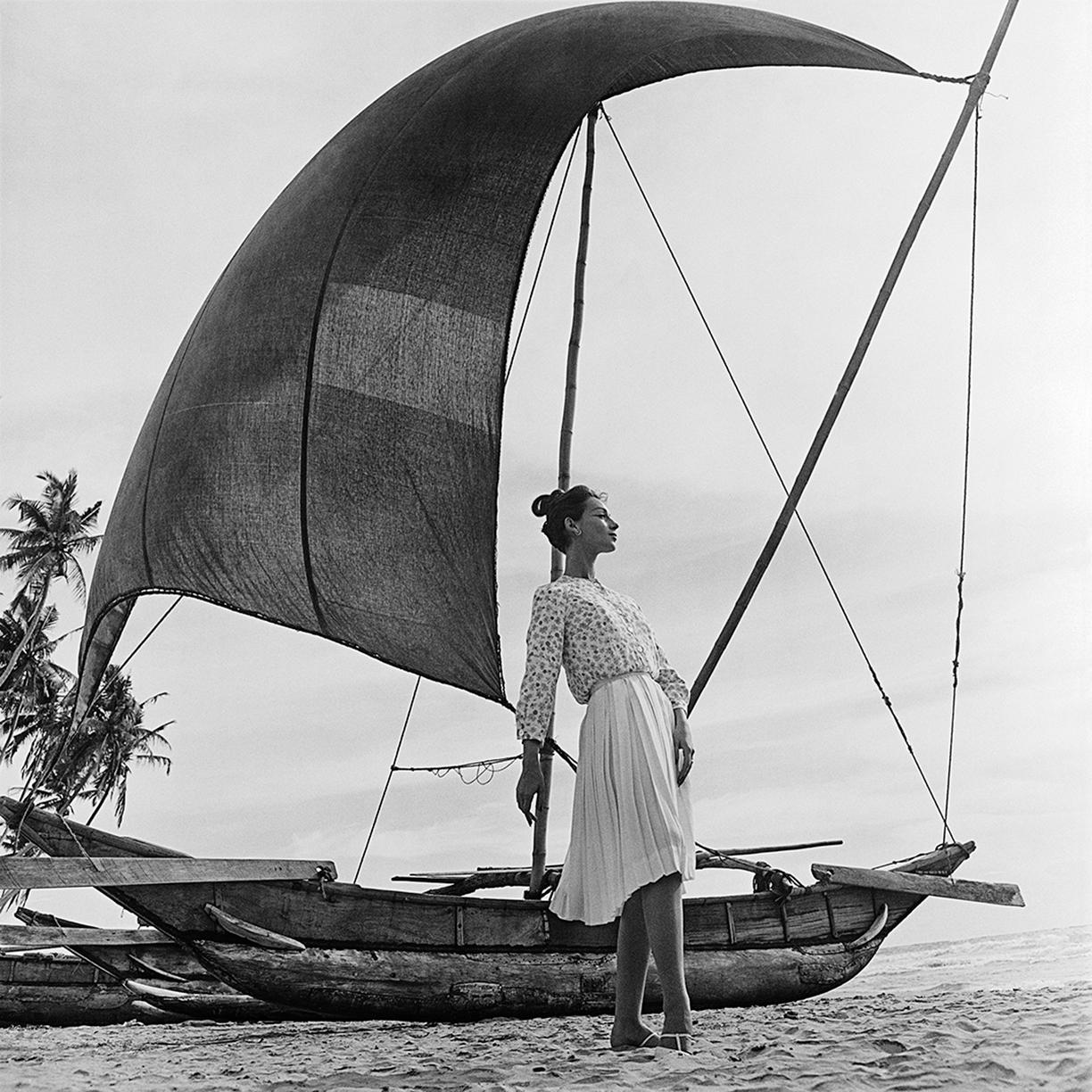 Selected from the Derujinsky: Around The World Portfolio, shot in Ceylon for Harper's Bazaar

Artist: Gleb Derujinsky

Title: Ceylon Sails

Year Exposed: 1957

Estate Edition: signed, stamped and numbered on verso. Signed by Andrea Derujinsky.