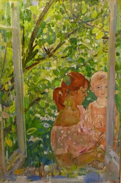 "Madre  " Bambino, Madre, Festa della Mamma  olio cm 67 x 100