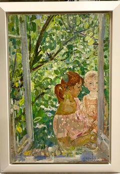 Retro " Mother  " Child, Mother, Mother's Day  oil cm 67 x 100