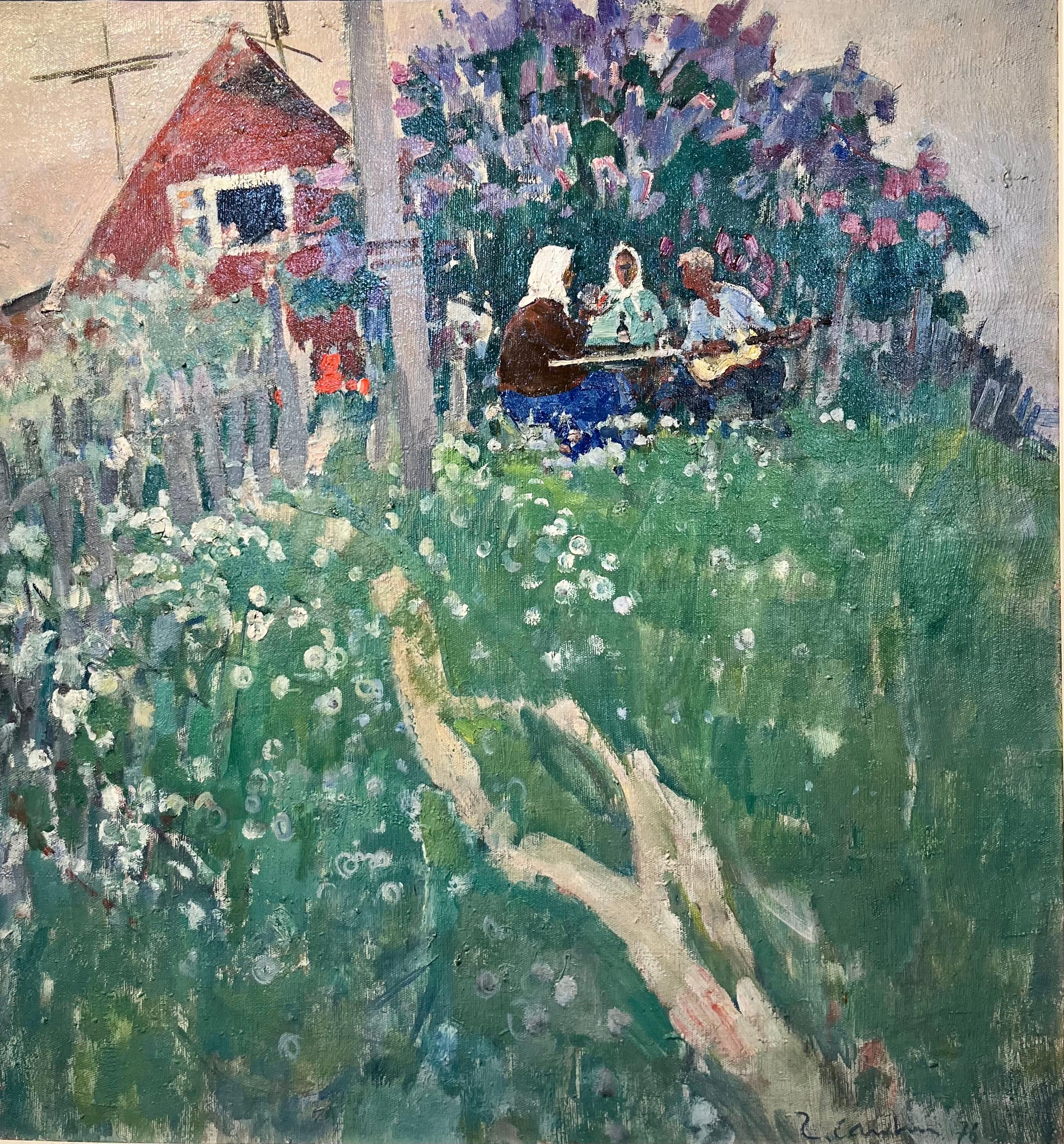 « Des soirées d'été »  Huile cm. 70 x 75 1976 - Painting de Gleb Savinov