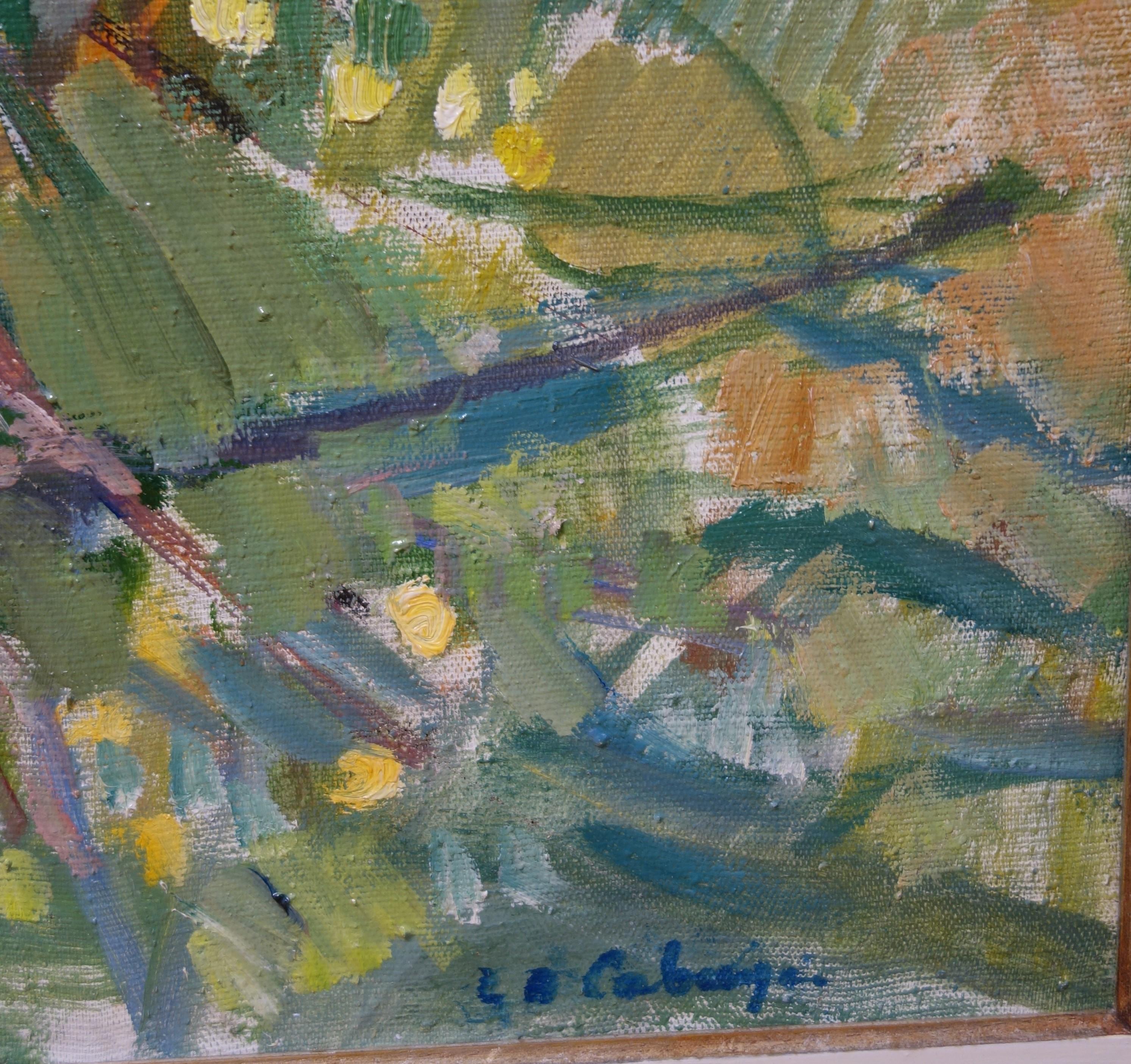 „ Apple tree“, Ölgemälde, cm. 67 x 72, 1980 (Grau), Figurative Painting, von Gleb Savinov